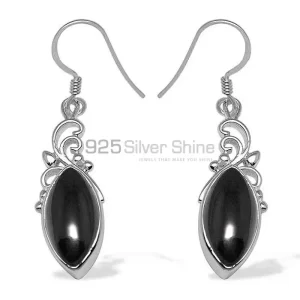 Fine 925 Sterling Silver earrings In Natural Black Onyx Gemstone 925SE1016