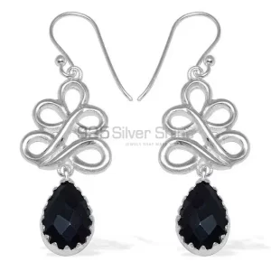 Inexpensive 925 Sterling Silver earrings Wholesaler In Black Onyx Gemstone Jewelry 925SE839